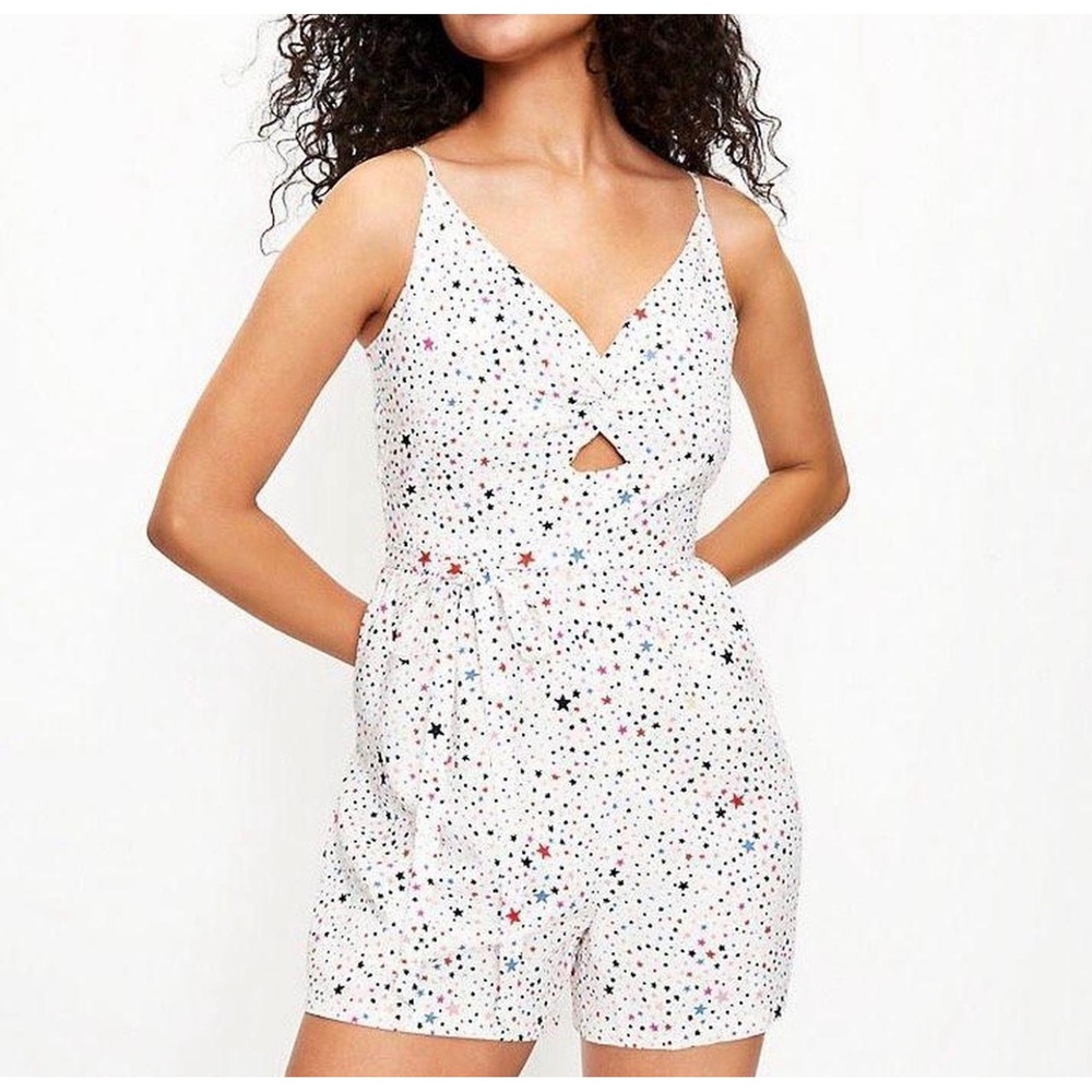 Loft Twist Strappy Romper Star Print Size 10 NEW Summer Fourth of July Starry